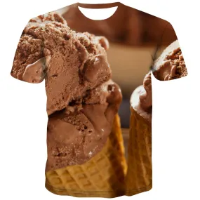 Sweet T shirts Men Gourmet Tshirts Novelty Icecream Tshirt Anime Colourful Tshirts Casual