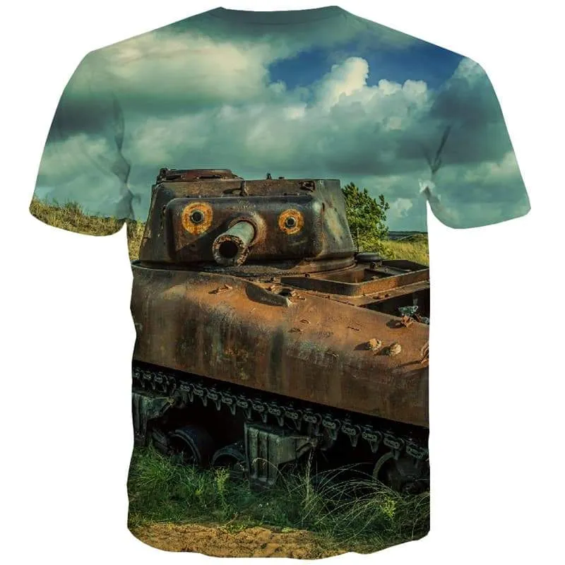 Tank T shirts Men Military Tshirts Cool Metal Shirt Print Landscape T shirts Funny War Tshirt Printed