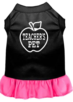 Teachers Pet Screen Print Dress Black With Bright Pink Xl (16)