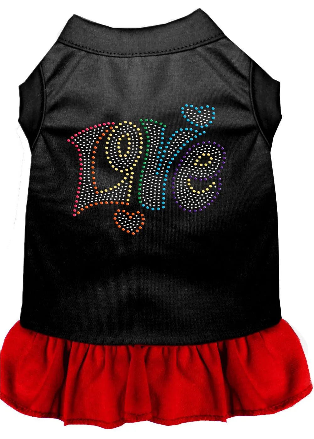 Technicolor Love Rhinestone Pet Dress Black With Red Xxl (18)