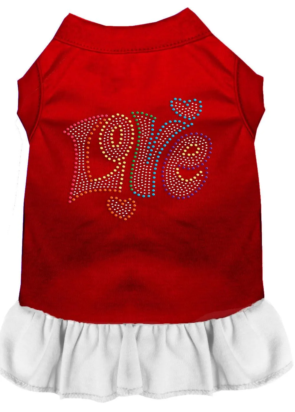 Technicolor Love Rhinestone Pet Dress Red With White Xs (8)