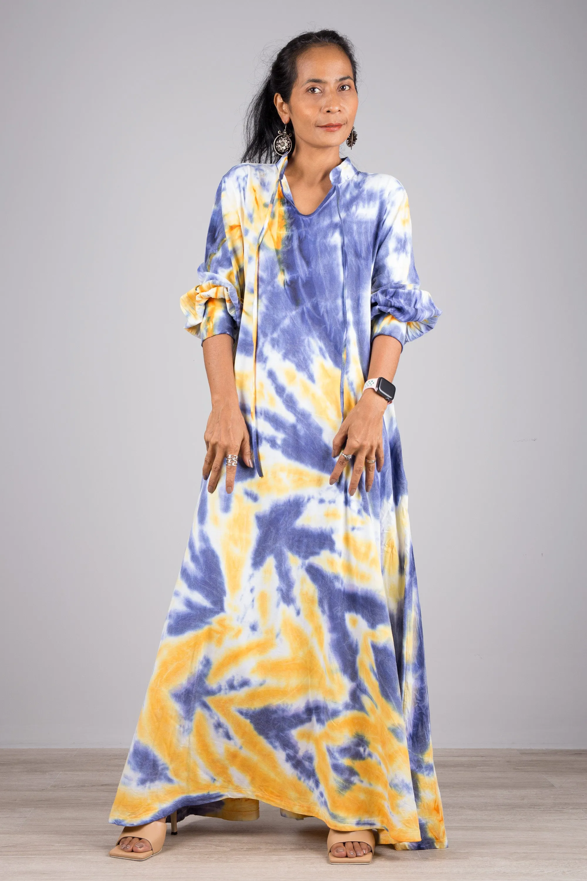 Tie dye dress with bell sleeves