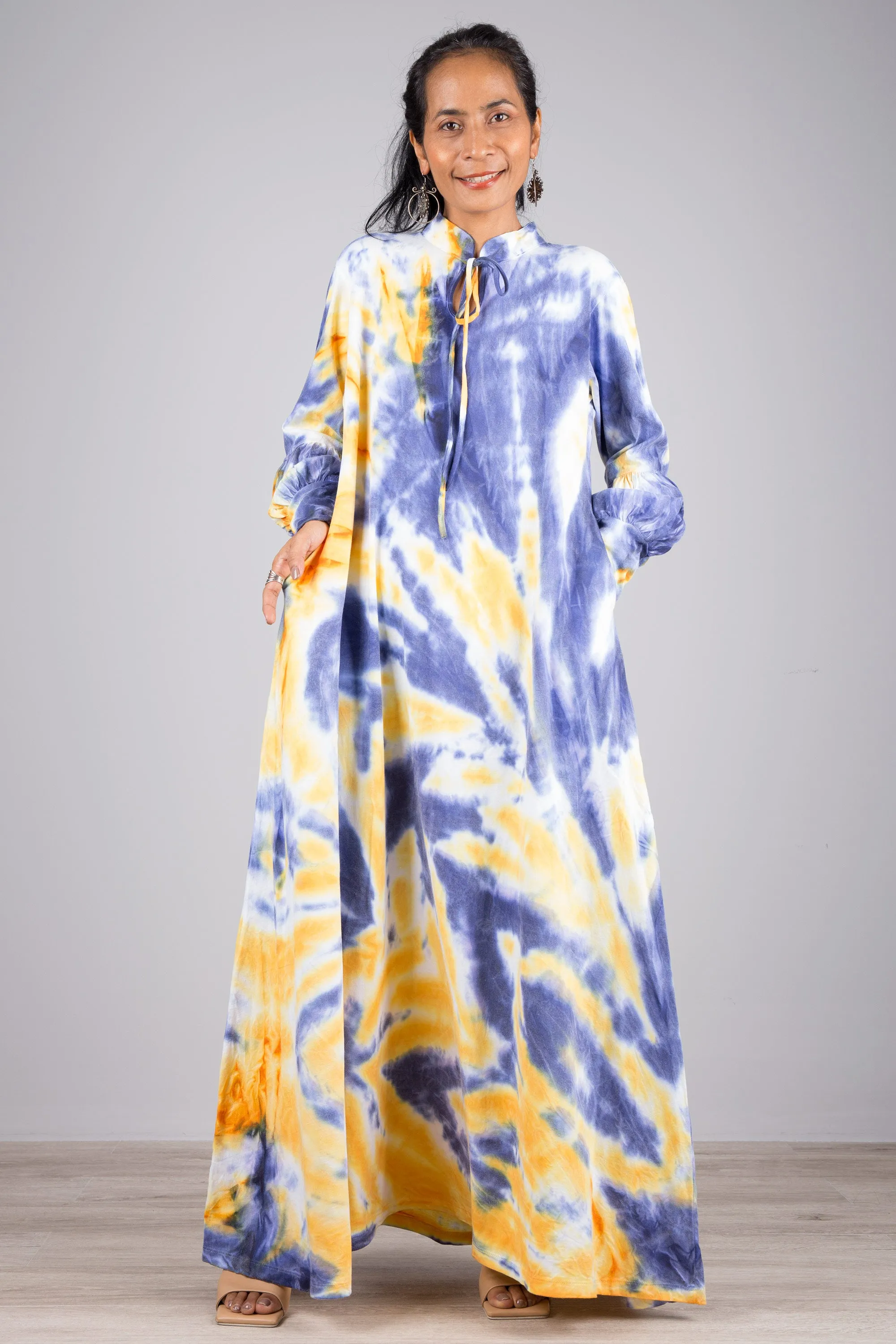 Tie dye dress with bell sleeves