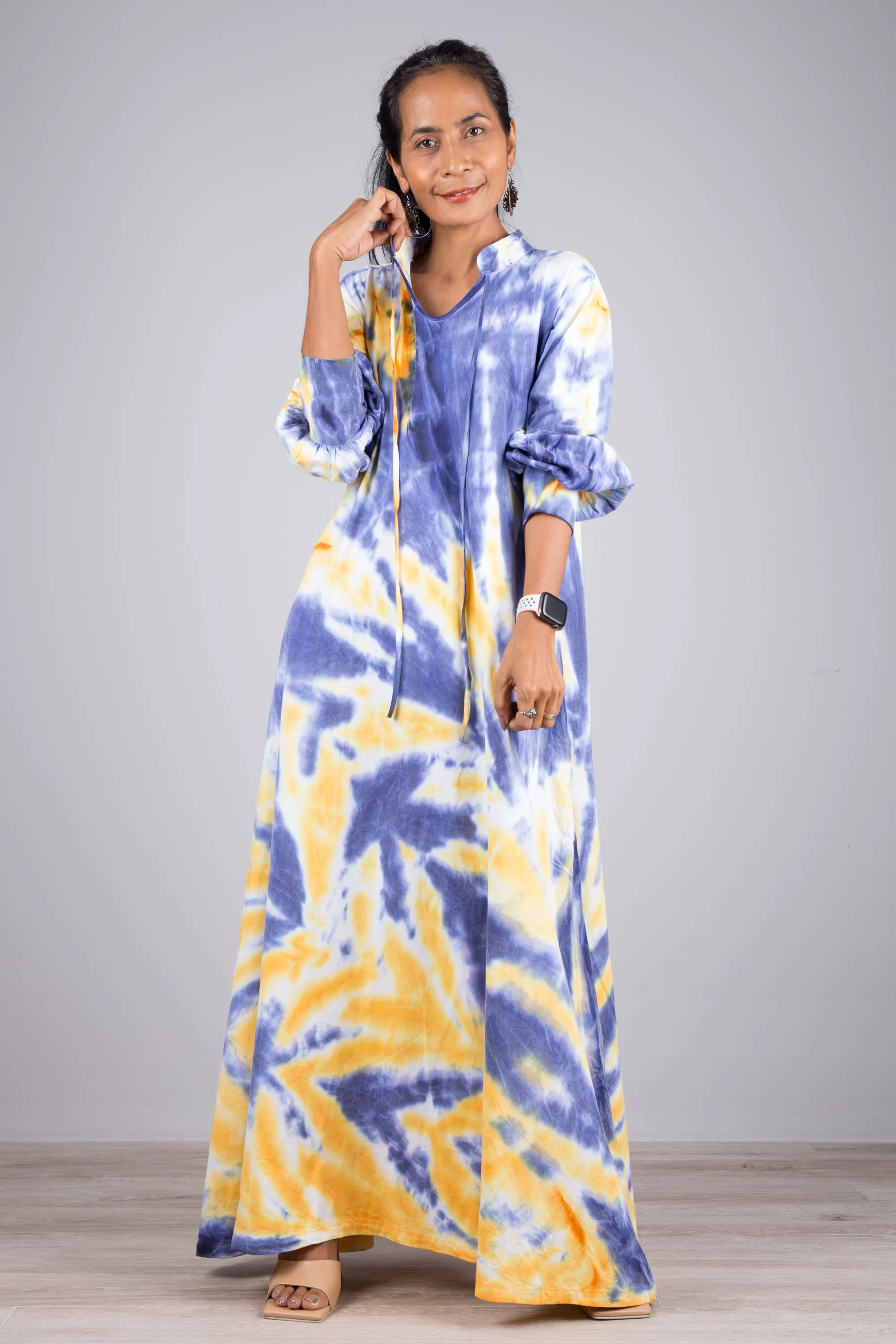 Tie dye dress with bell sleeves