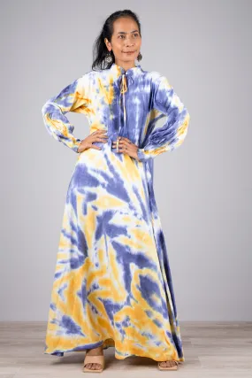 Tie dye dress with bell sleeves