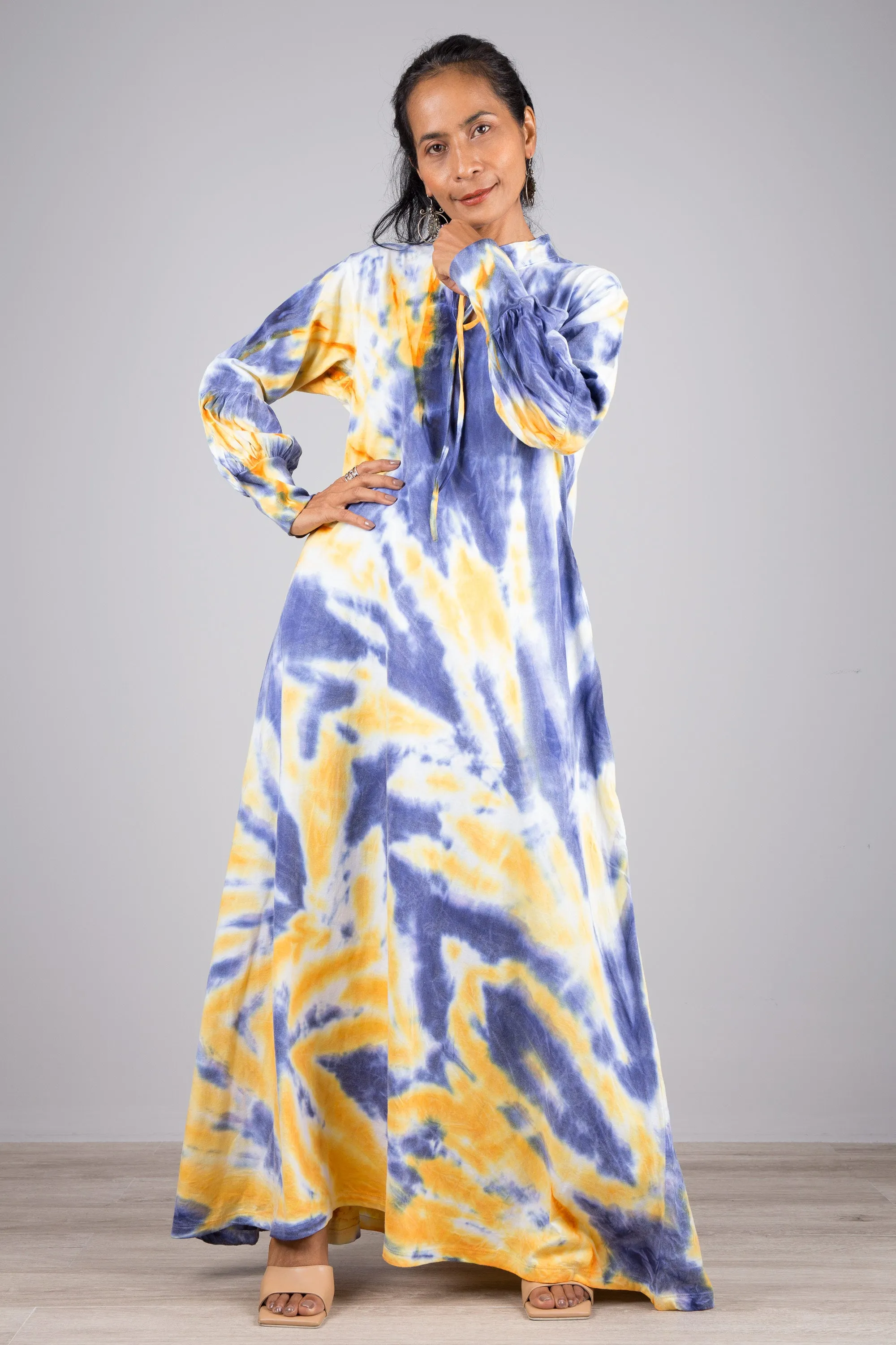 Tie dye dress with bell sleeves