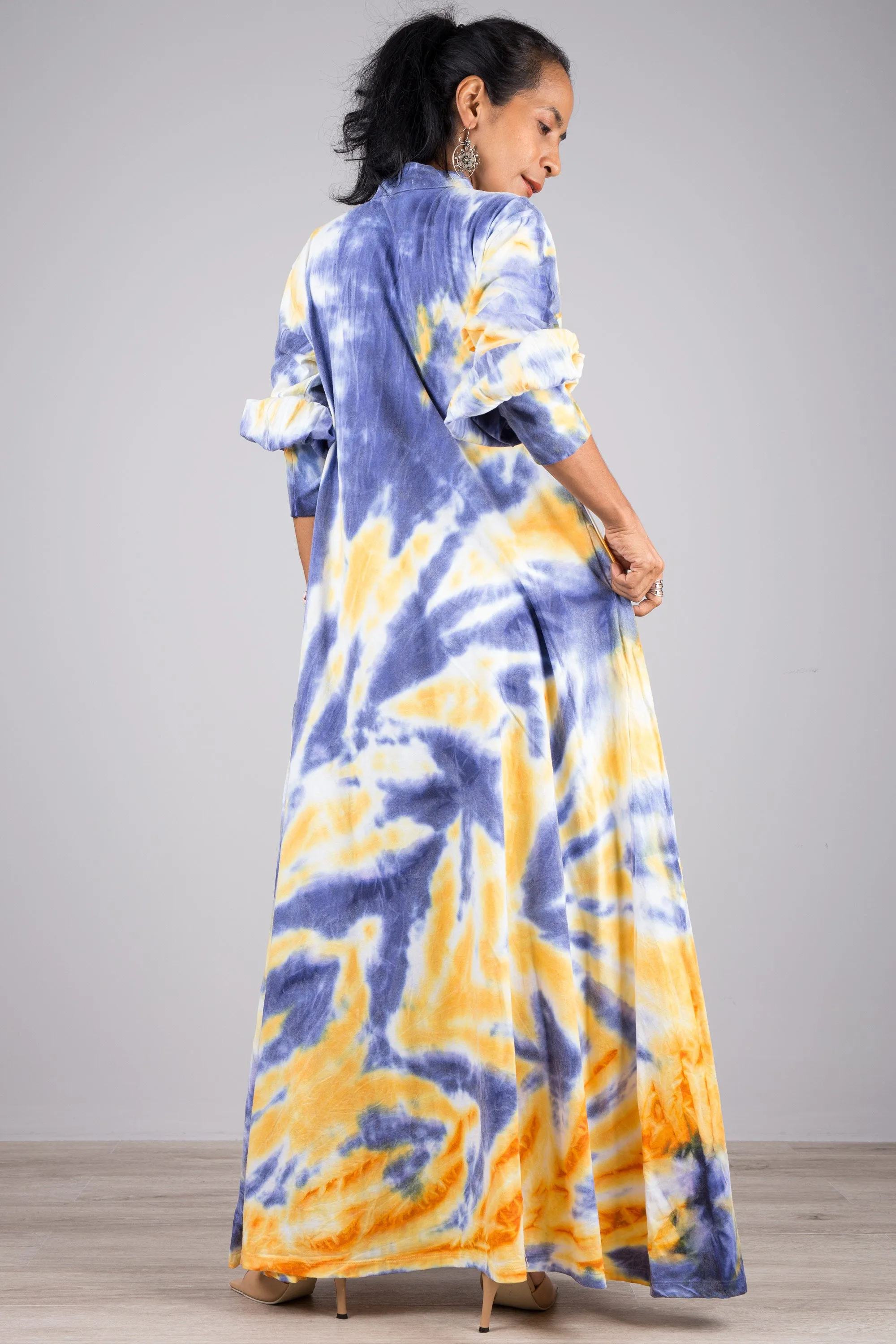 Tie dye dress with bell sleeves