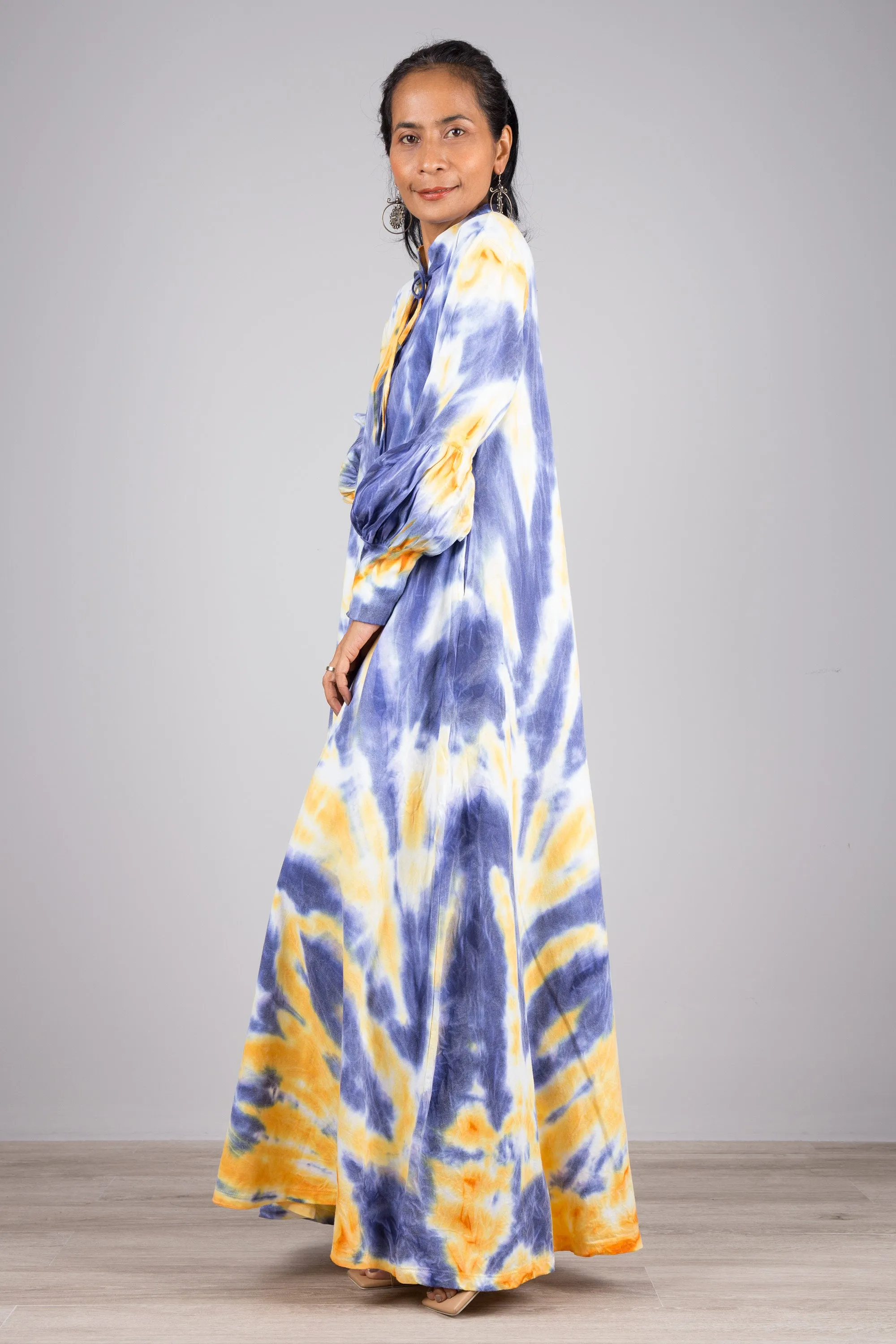 Tie dye dress with bell sleeves