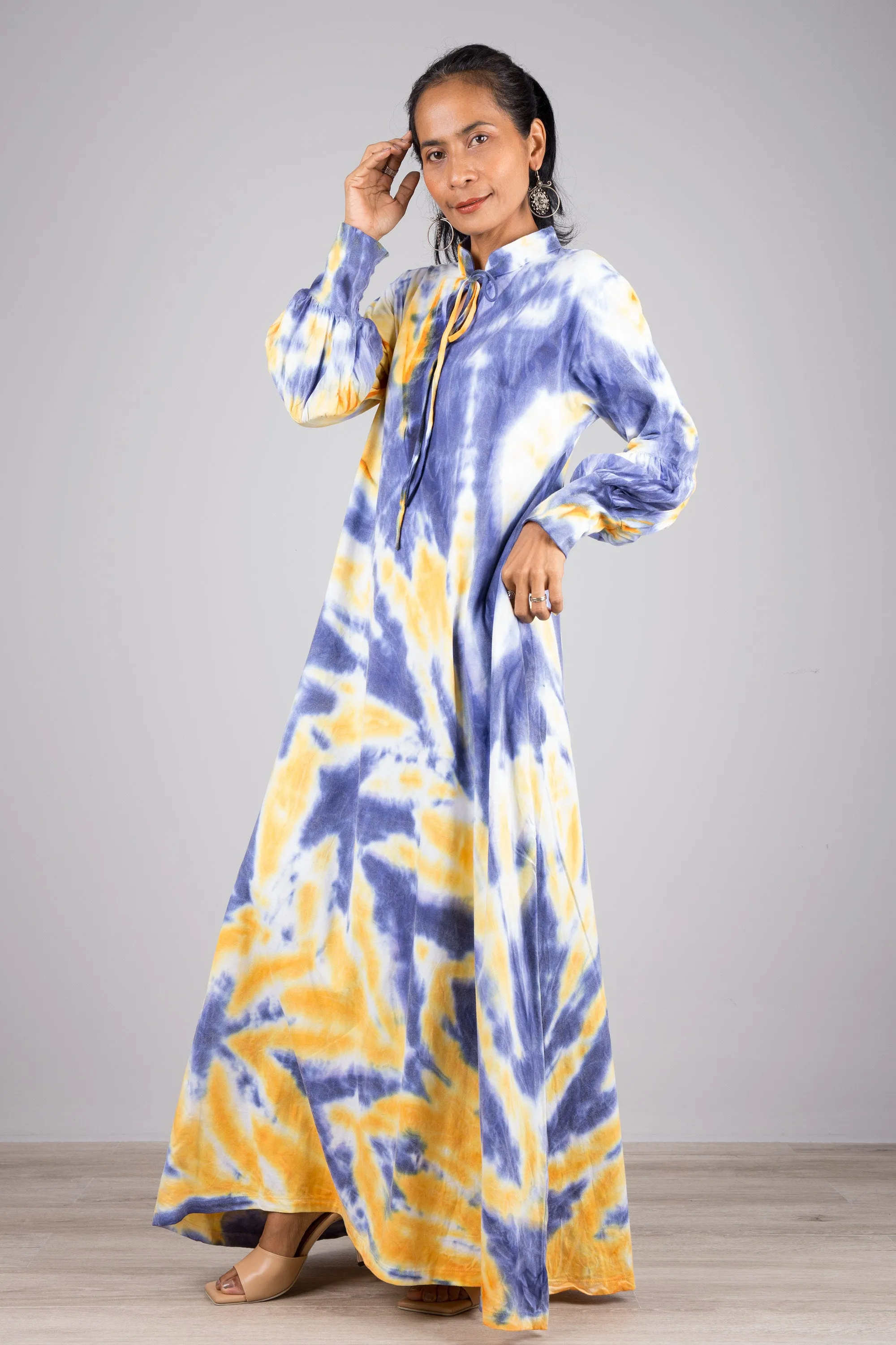 Tie dye dress with bell sleeves