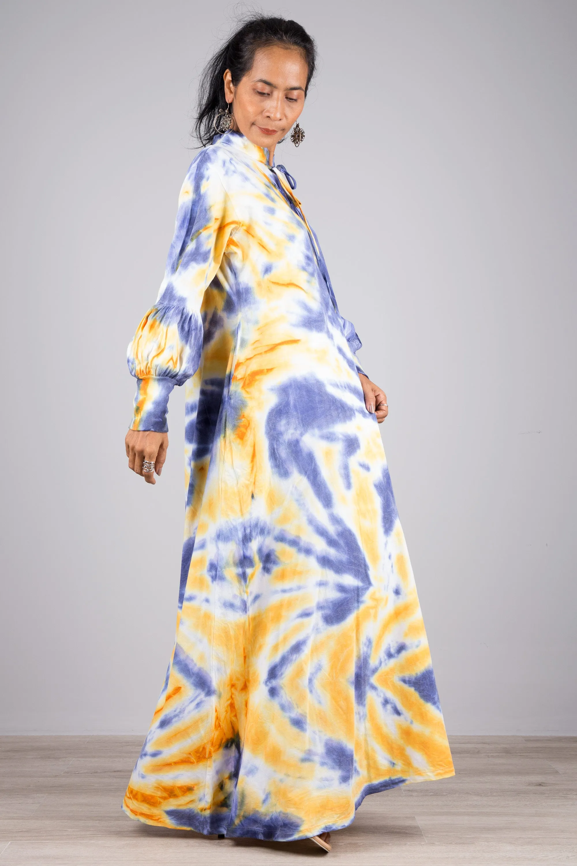 Tie dye dress with bell sleeves