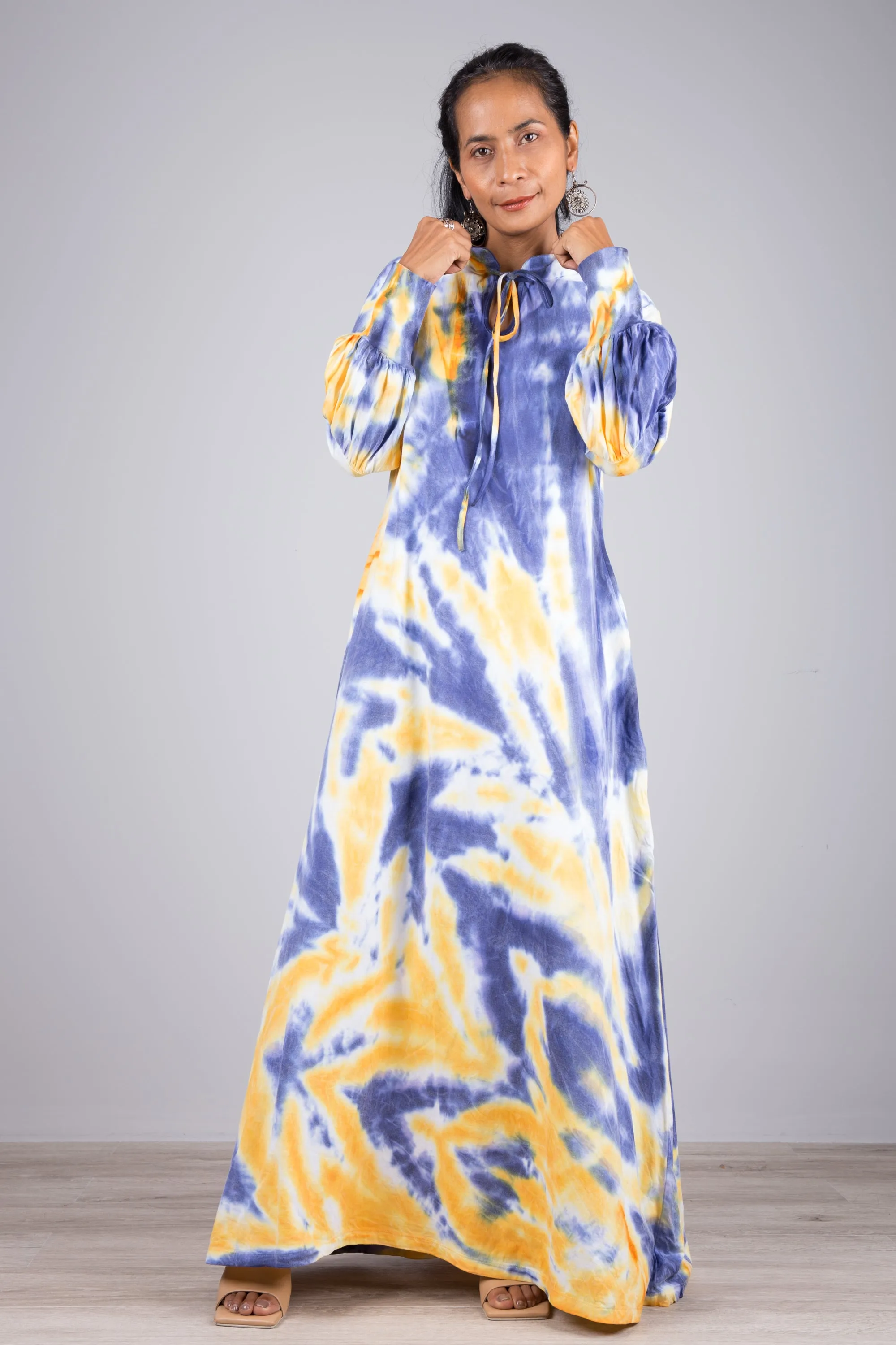 Tie dye dress with bell sleeves