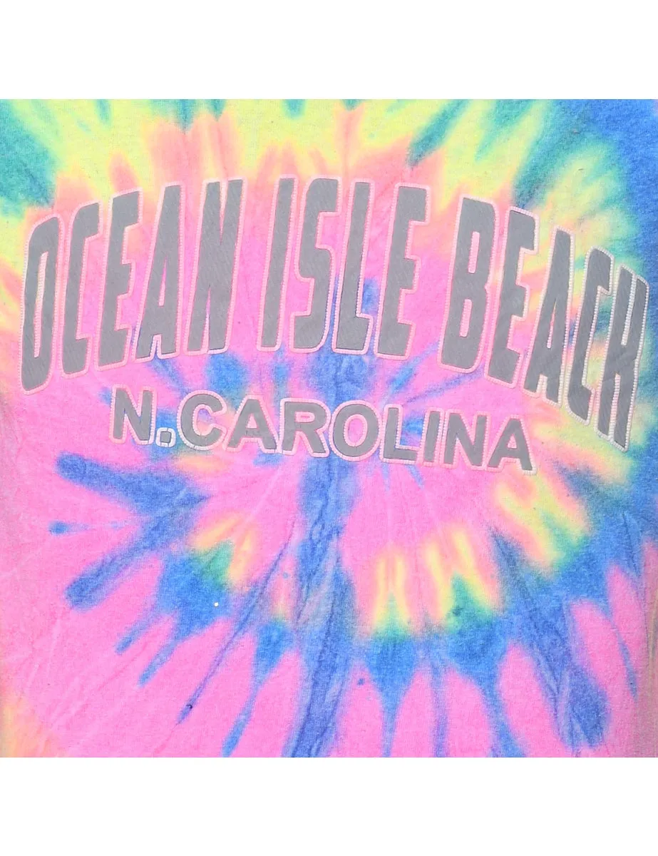 Tie Dyed Ocean Isle Beach Multi-Colour Printed T-shirt - S