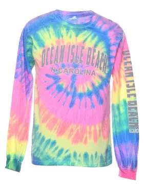 Tie Dyed Ocean Isle Beach Multi-Colour Printed T-shirt - S