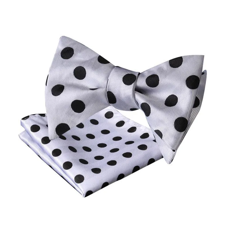 Tie Your Own Bow Tie - White and Black Polka Dot