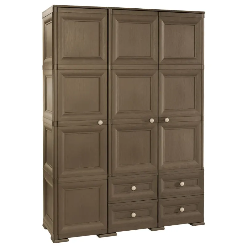 Tonterelli Wide Wardrobe with 4 Drawers and 6 Shelves Brown