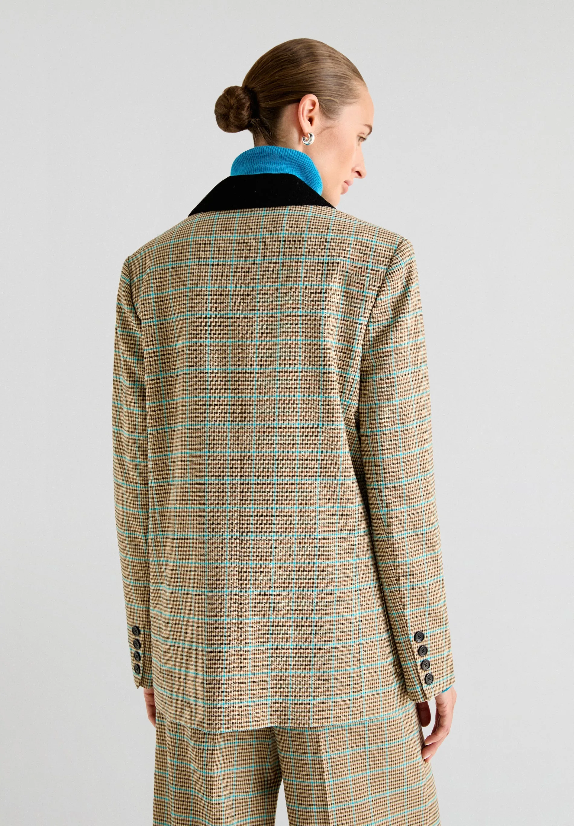 TURQUOISE LUREX CHECK BLAZER