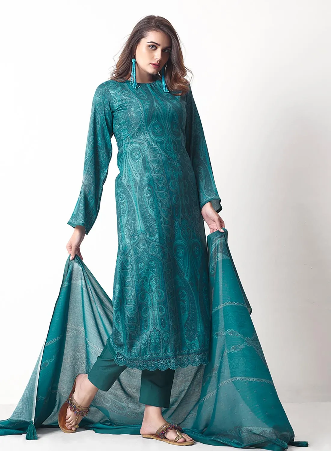 Unstitched Pashmina Winter Salwar Suits Fabric for Ladies