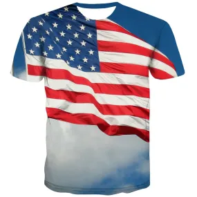 USA T-shirt Men Flag Tshirts Cool Statue T shirts Funny Country Tshirts Novelty