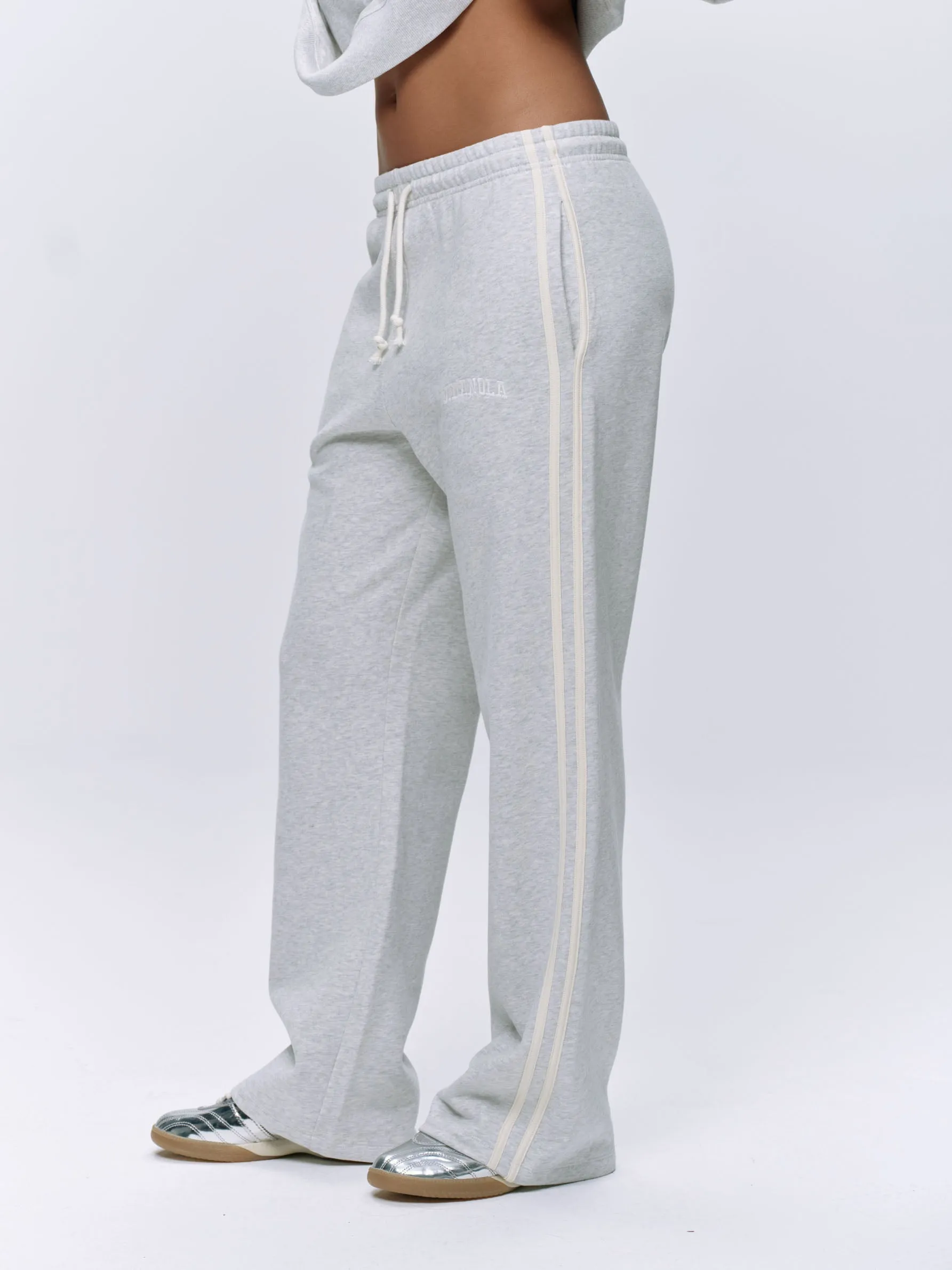 Varsity Loose Fit Sweatpants - Light Grey Melange/Marshmallow White