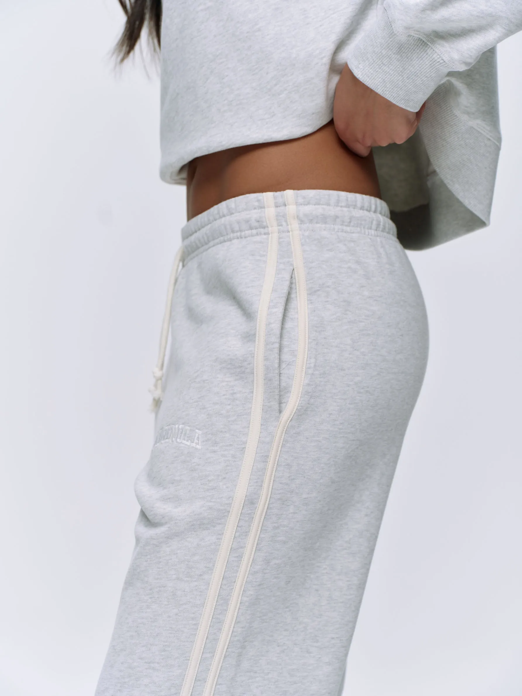 Varsity Loose Fit Sweatpants - Light Grey Melange/Marshmallow White