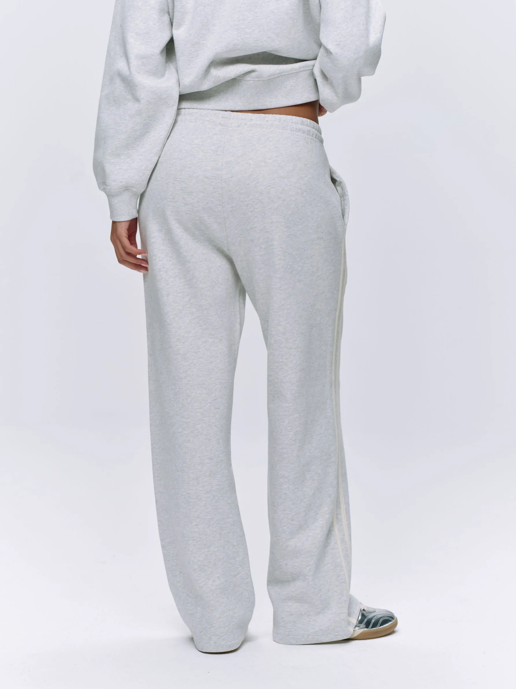 Varsity Loose Fit Sweatpants - Light Grey Melange/Marshmallow White