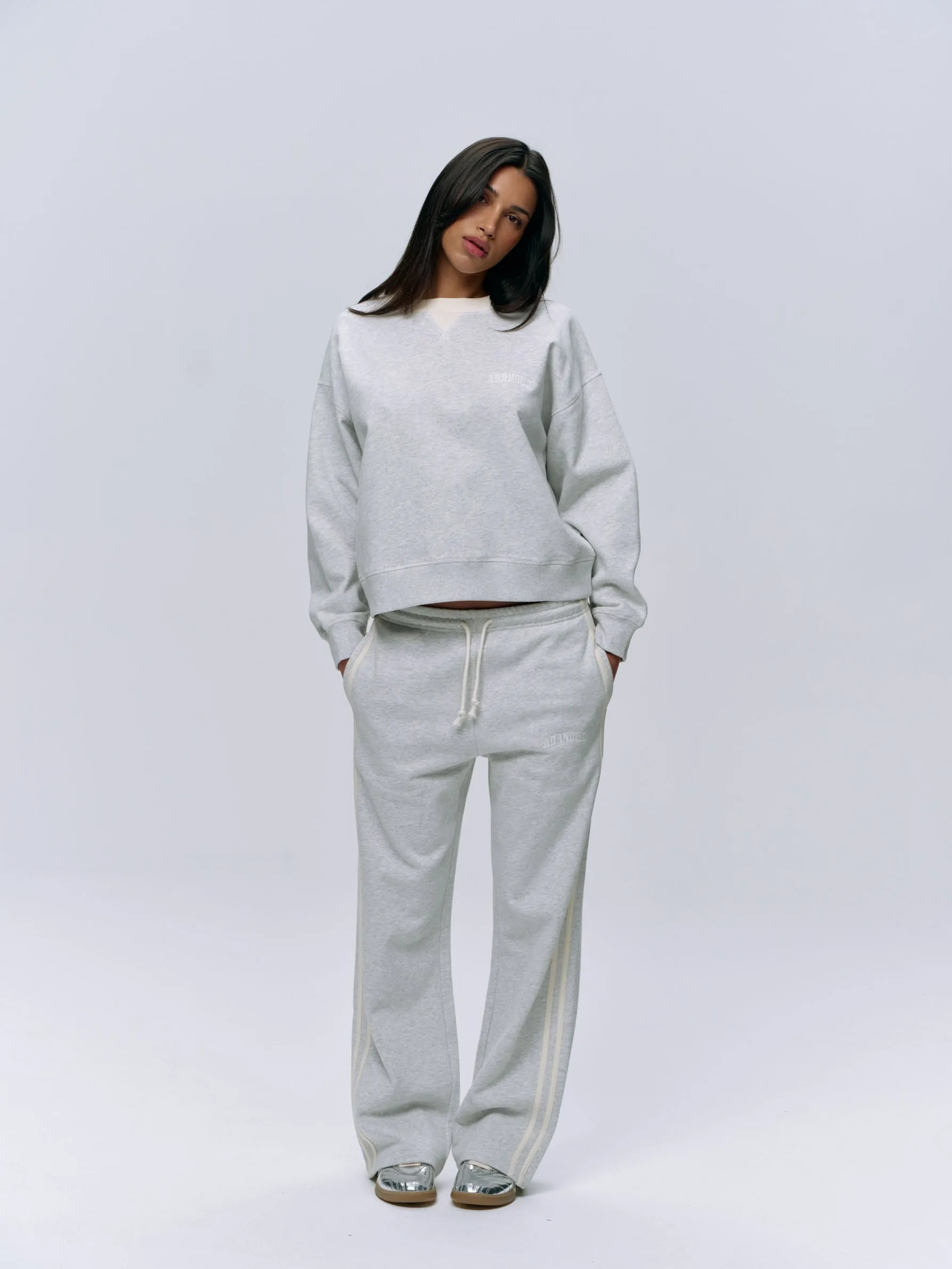 Varsity Loose Fit Sweatpants - Light Grey Melange/Marshmallow White