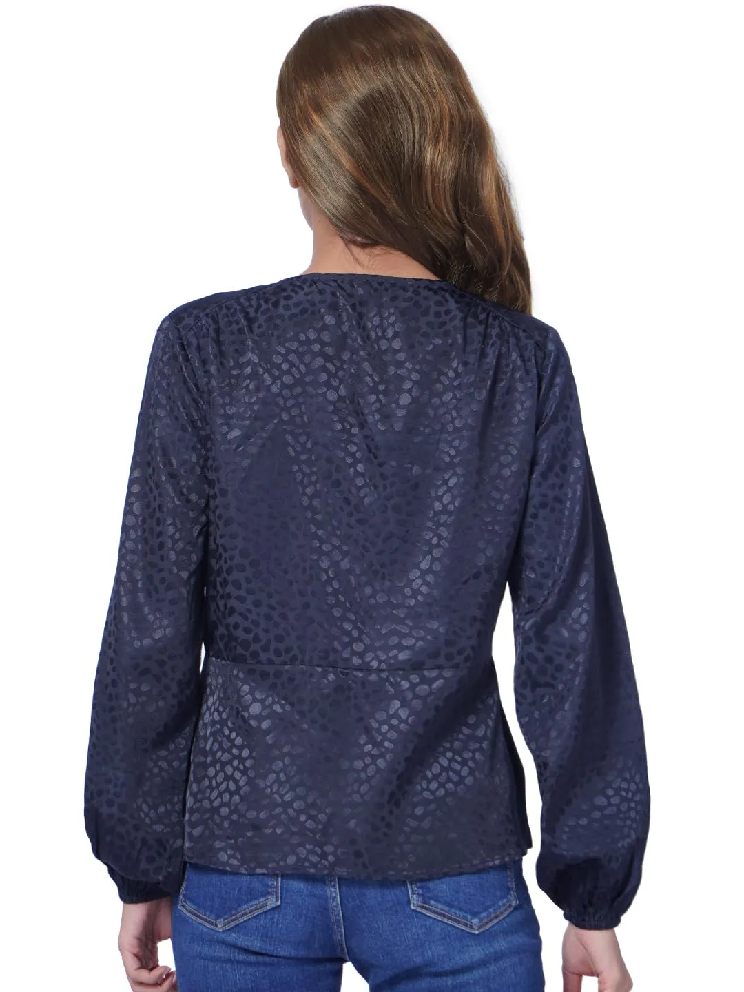 VERO MODA Women's Animal Print Regular Fit T-Shirt Navy Blazer