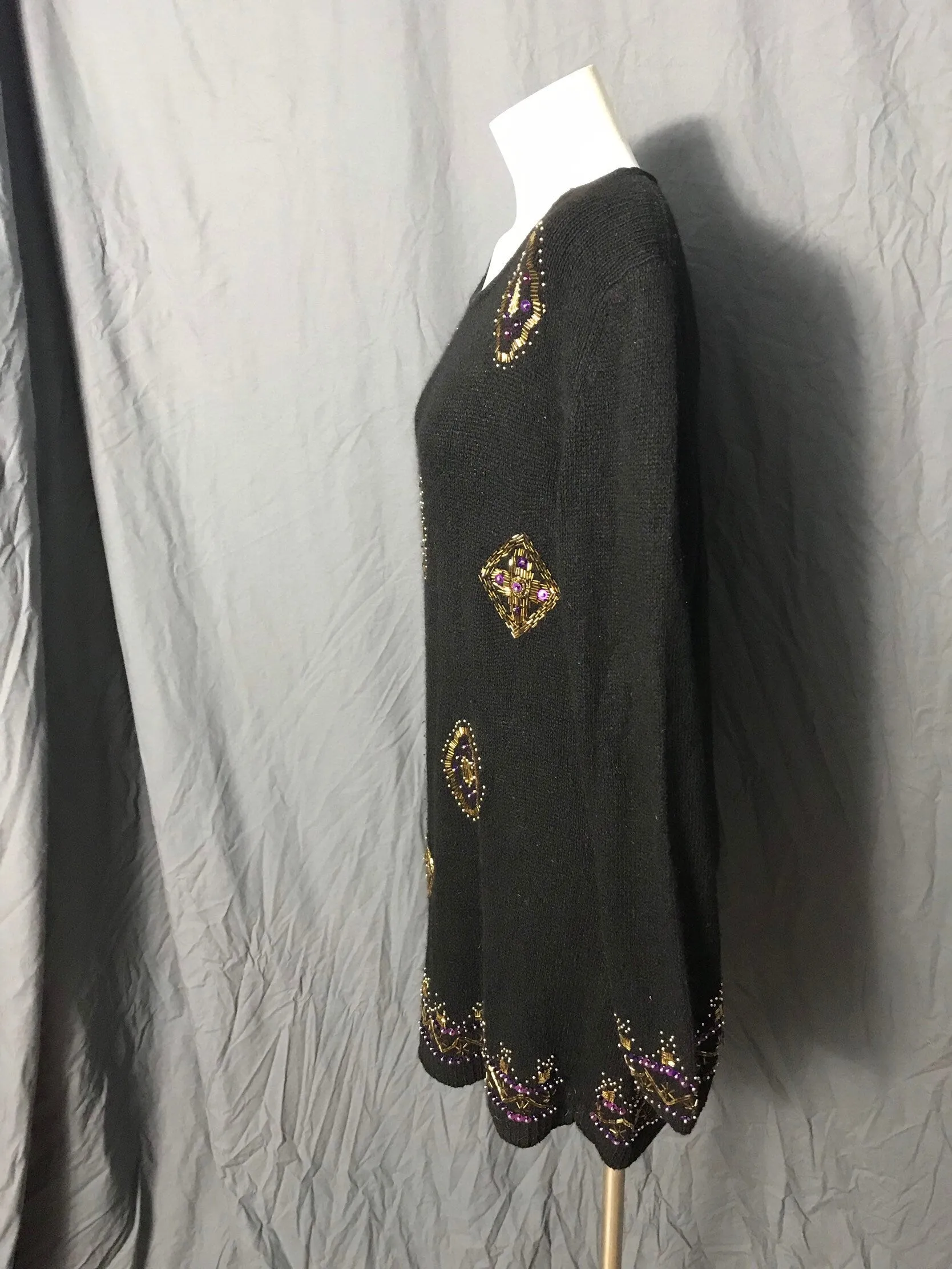 Vintage 1980’s Le Choi’s Bead Sweater Dress M