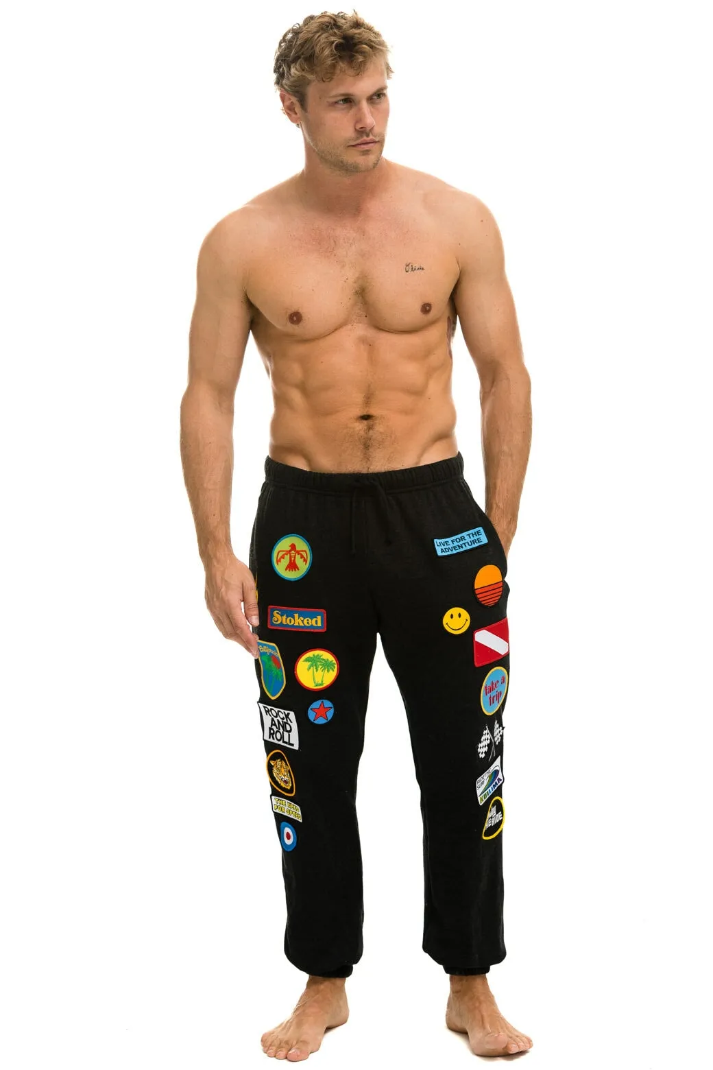 VINTAGE PATCH SWEATPANTS - BLACK