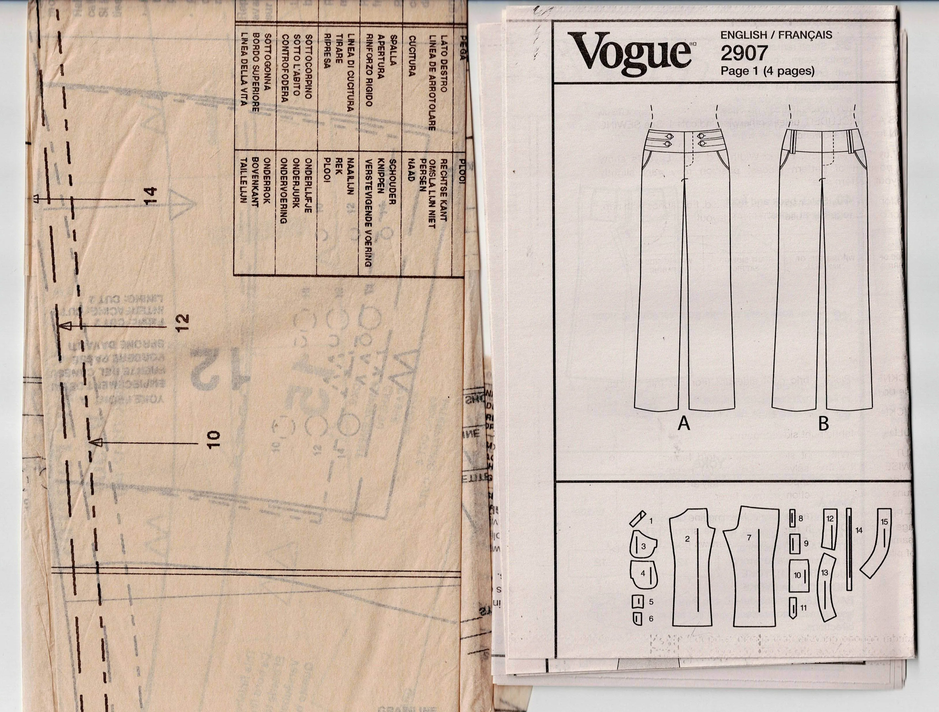 Vogue American Designer V2907 ALICE   OLIVIA Womens Low Rise Hipster Flared Pants Out Of Print Sewing Pattern Size 10 - 14 UNCUT Factory Folded