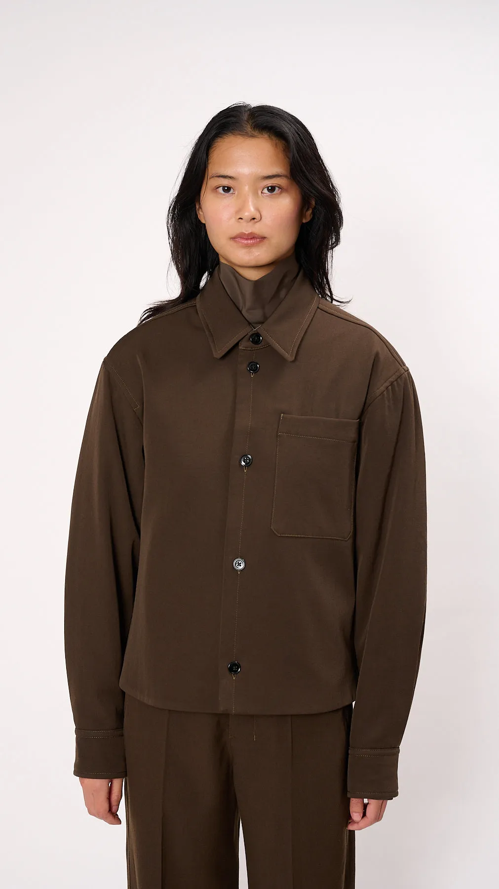 Wadded Overshirt in Kobicha Brown