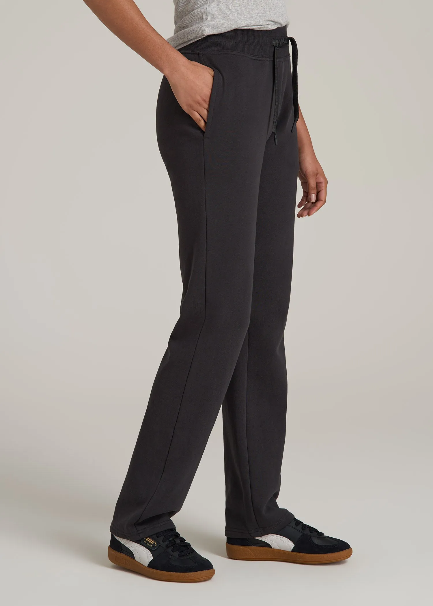 Wearever Fleece Open-Bottom Sweatpants for Tall Women in Graphite Black