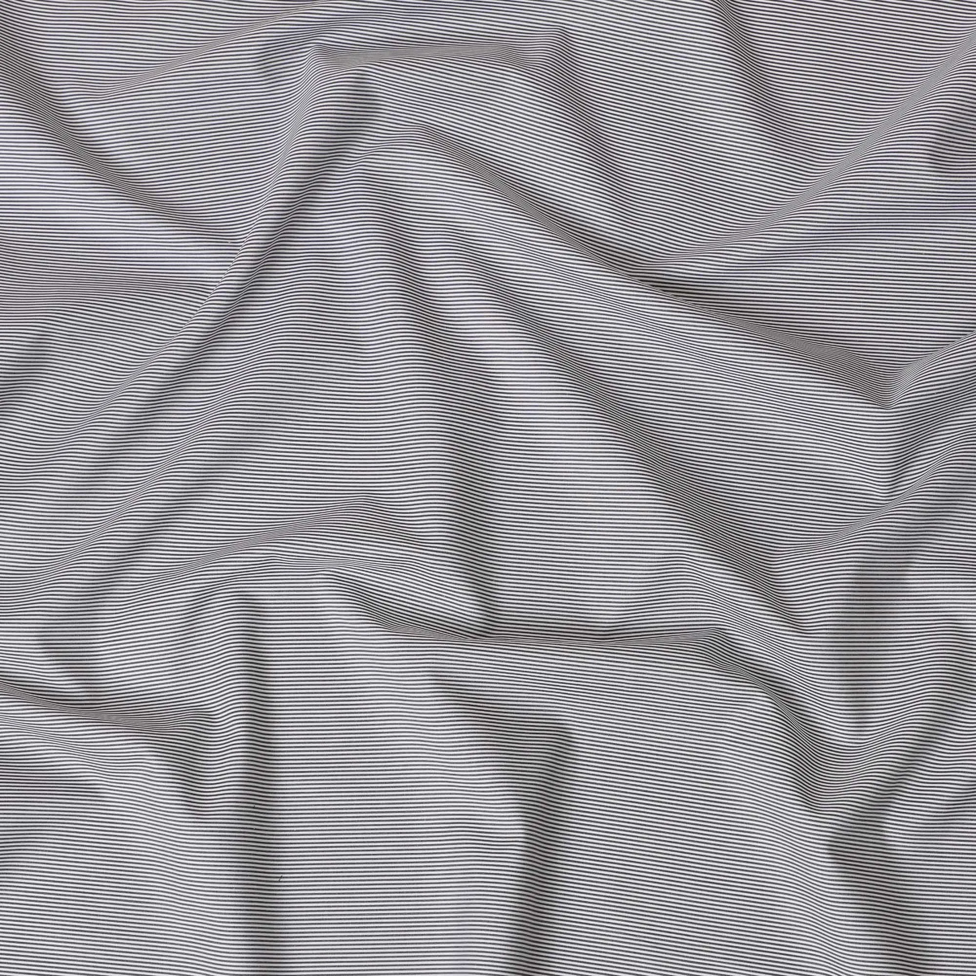 White Premium pure Italian 100% cotton shirting fabric with black print in stripe design-D16639