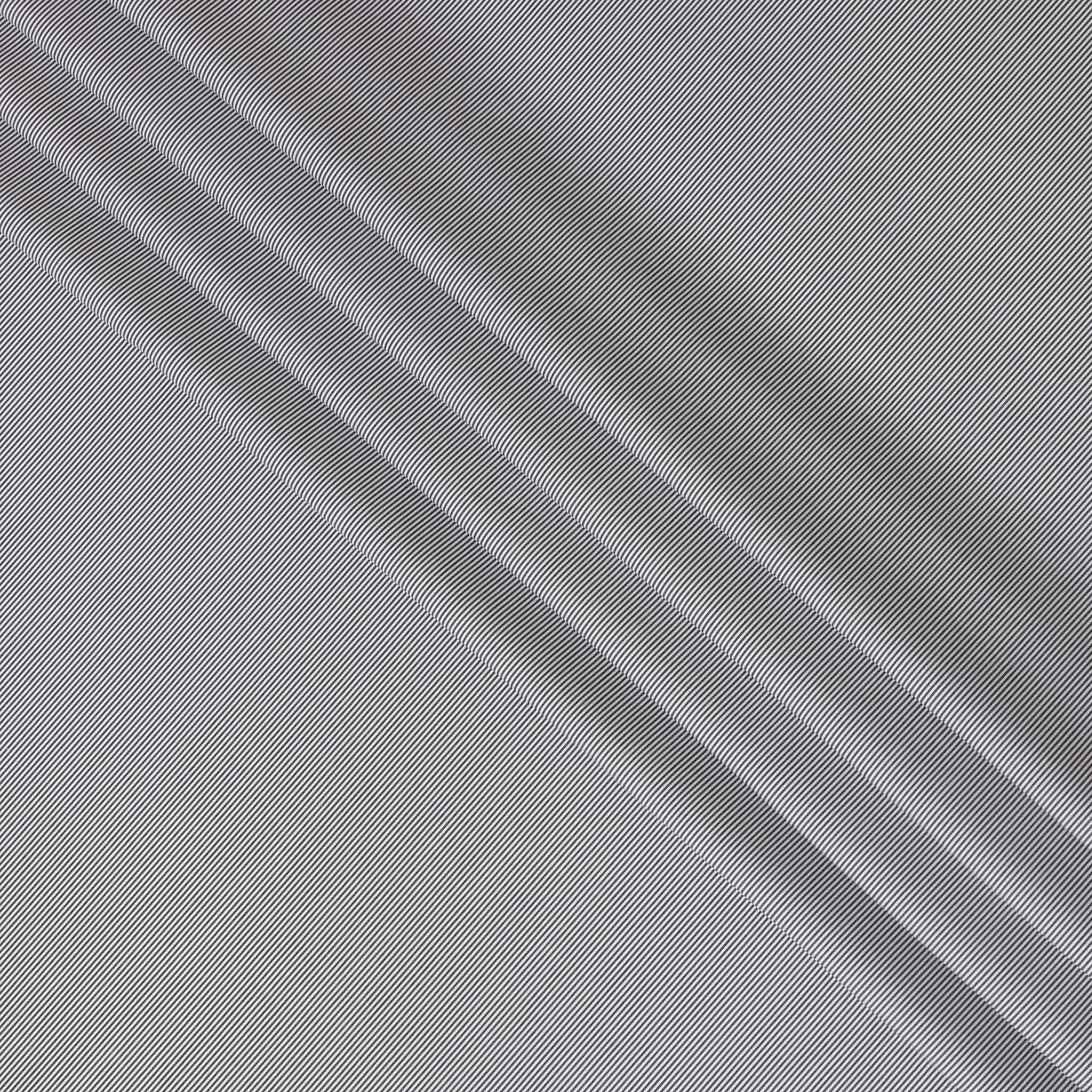 White Premium pure Italian 100% cotton shirting fabric with black print in stripe design-D16639