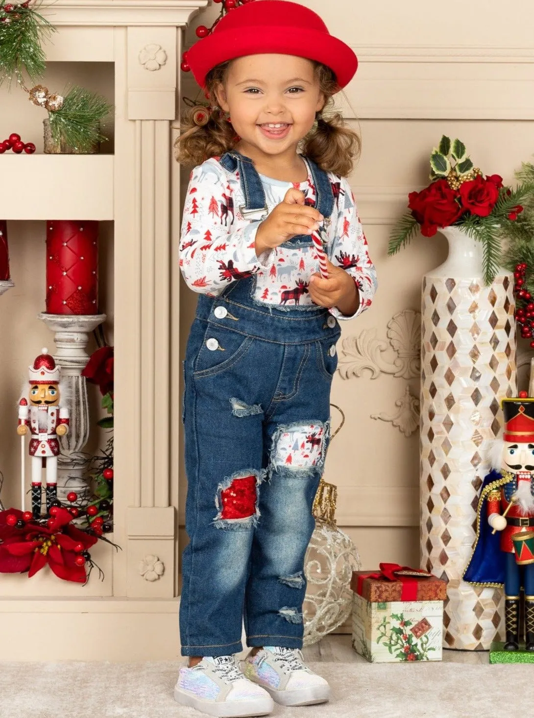 Winter Wonderland Denim Overall Set