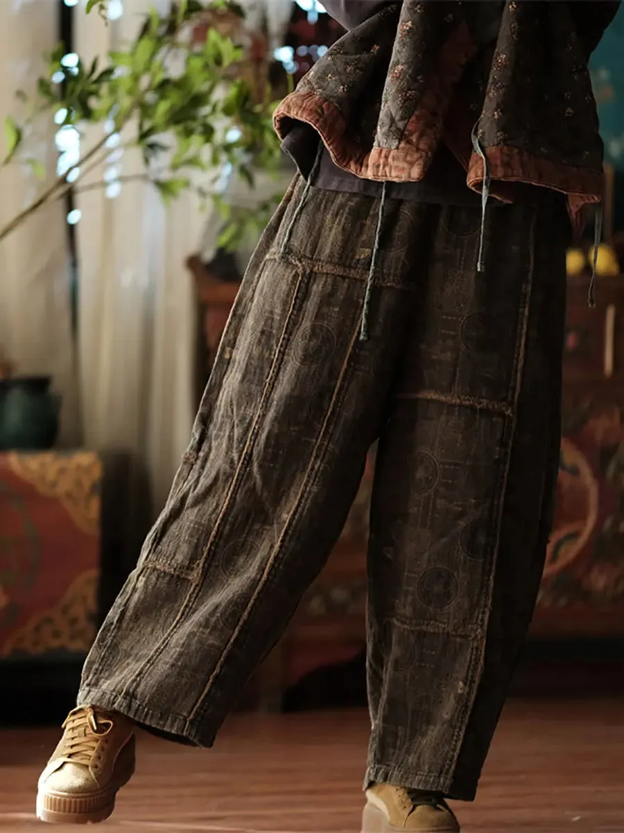 Women  Spliced Wide-leg Pants