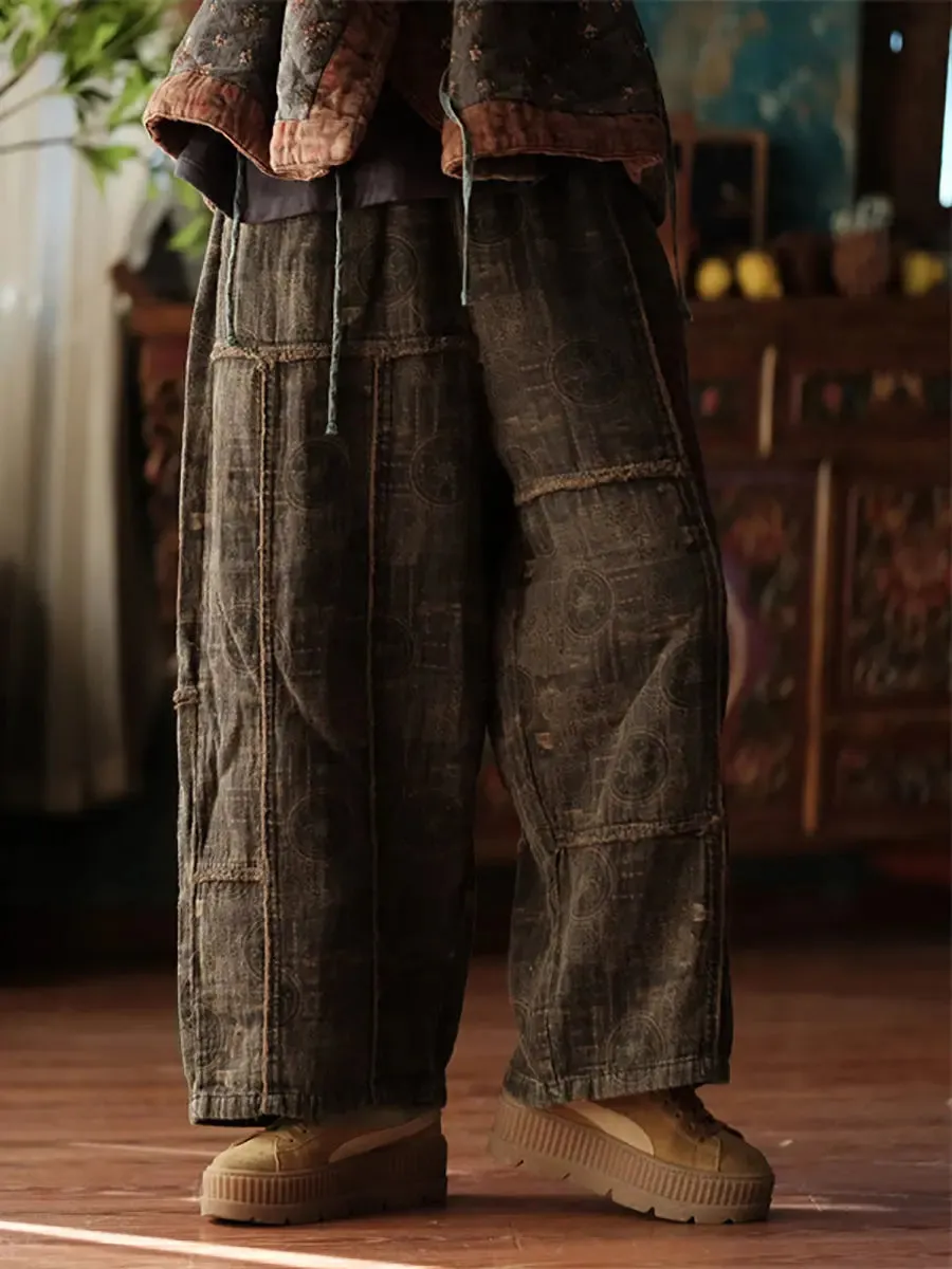 Women  Spliced Wide-leg Pants