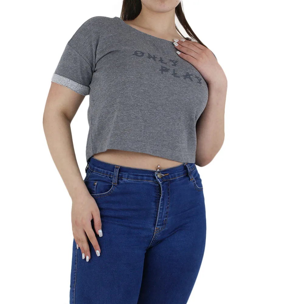 Women's Casual Crop Top,Dark Grey