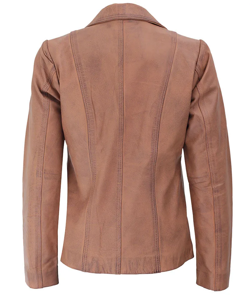 Women's Distressed Leather Blazer