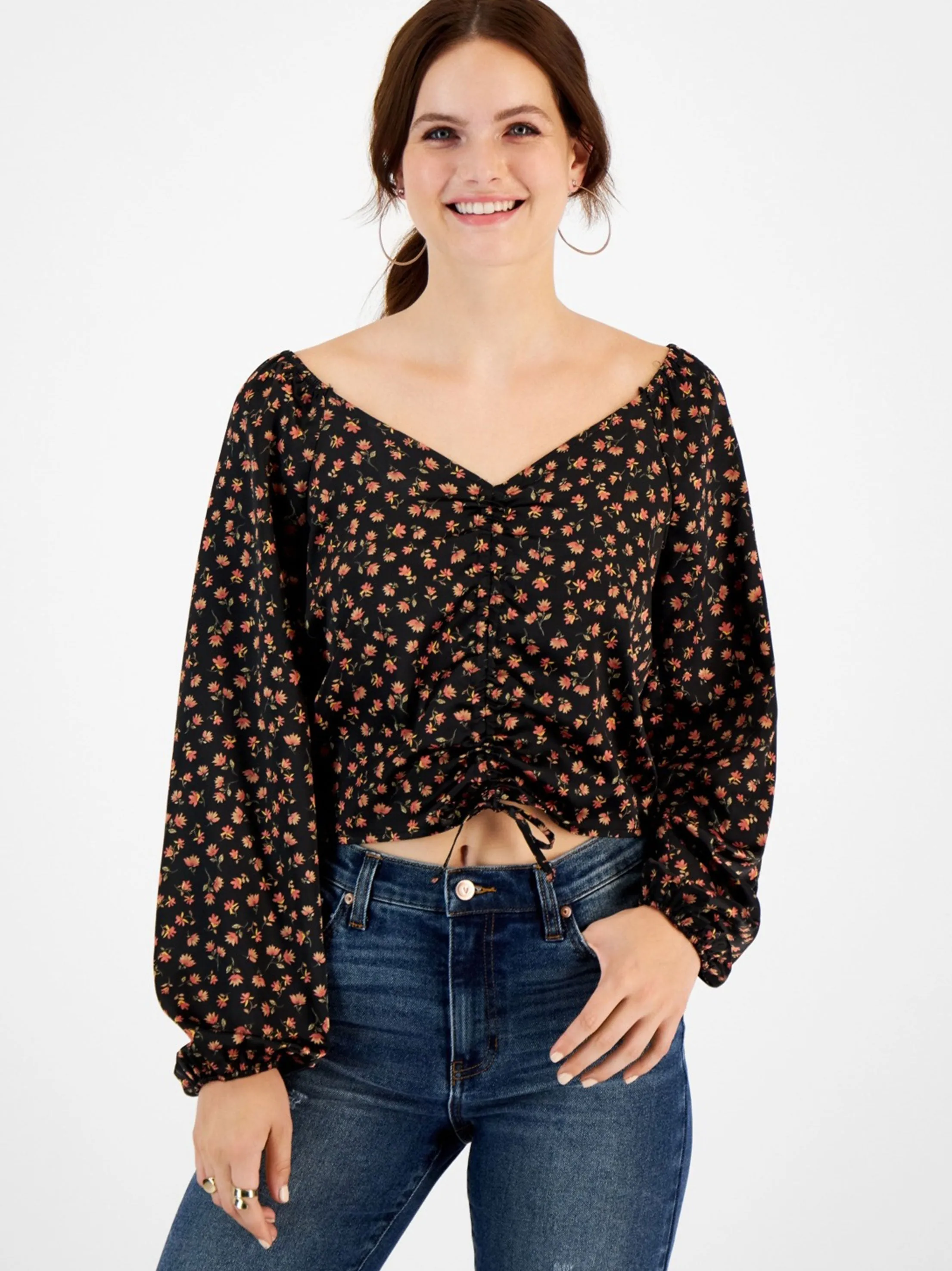 Women's Floral Top,Black