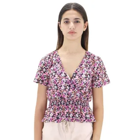 Women's Floral V-Neck Top,Multi