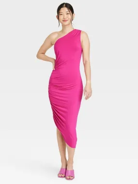 Women's Side Ruched Dress,Pink