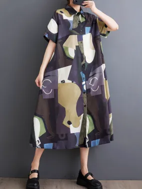 Women's Stylish And Easygoing Look Loose Printed A-Line Dress