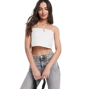 Women's Tie Shoulder Crop Top,White