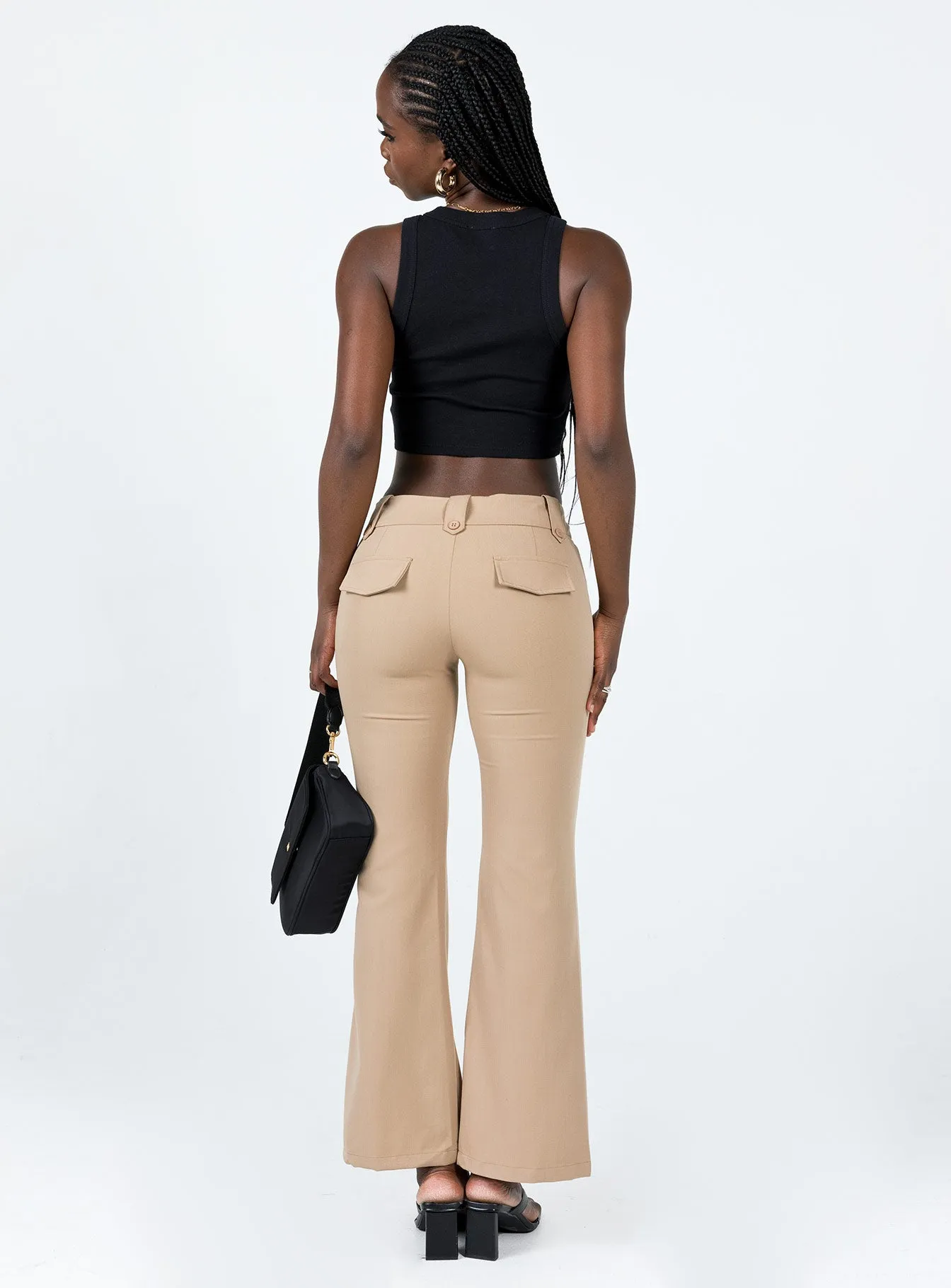 Yianna Low Waist Flare Pant Beige