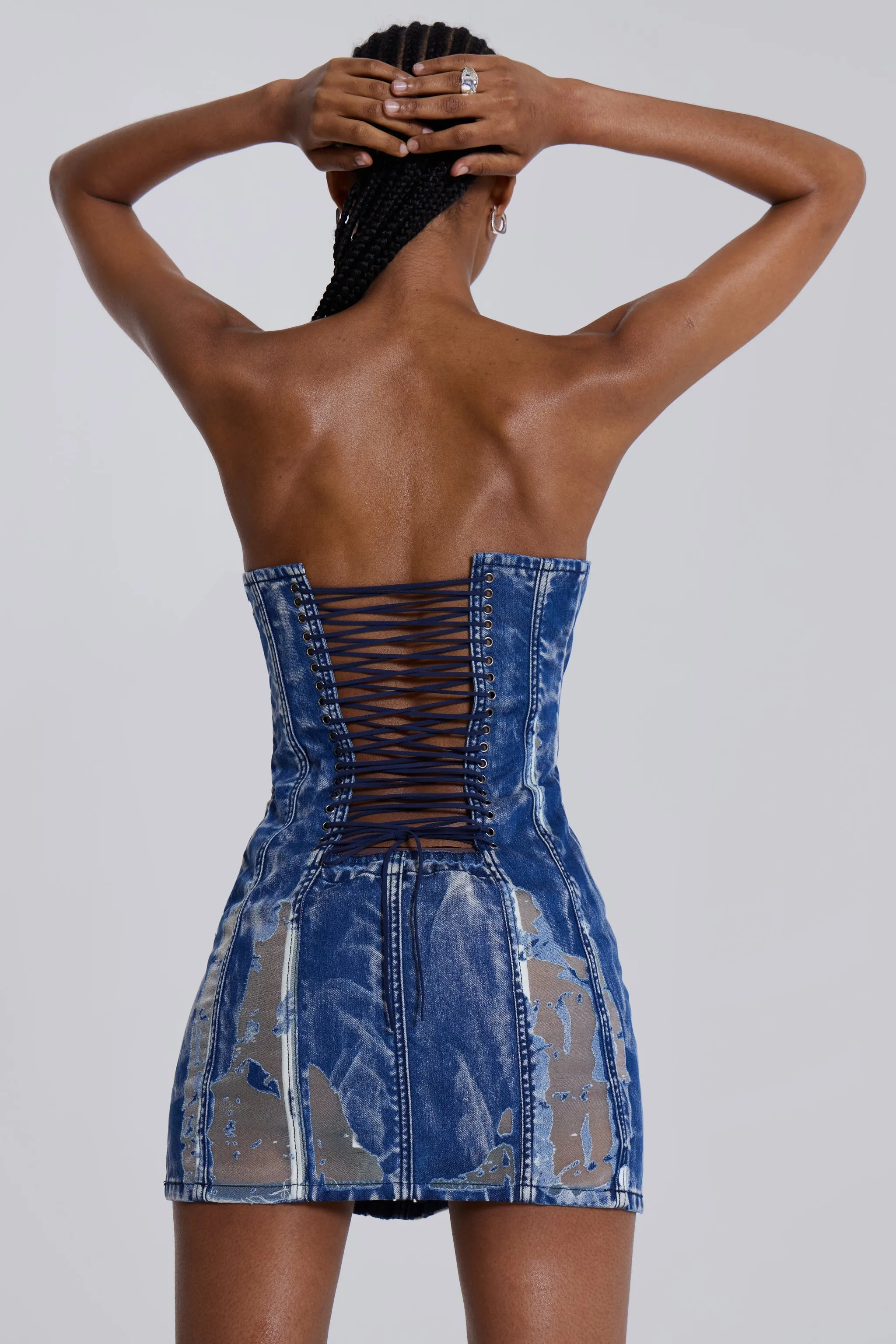 Zion Denim Corset Mini Dress