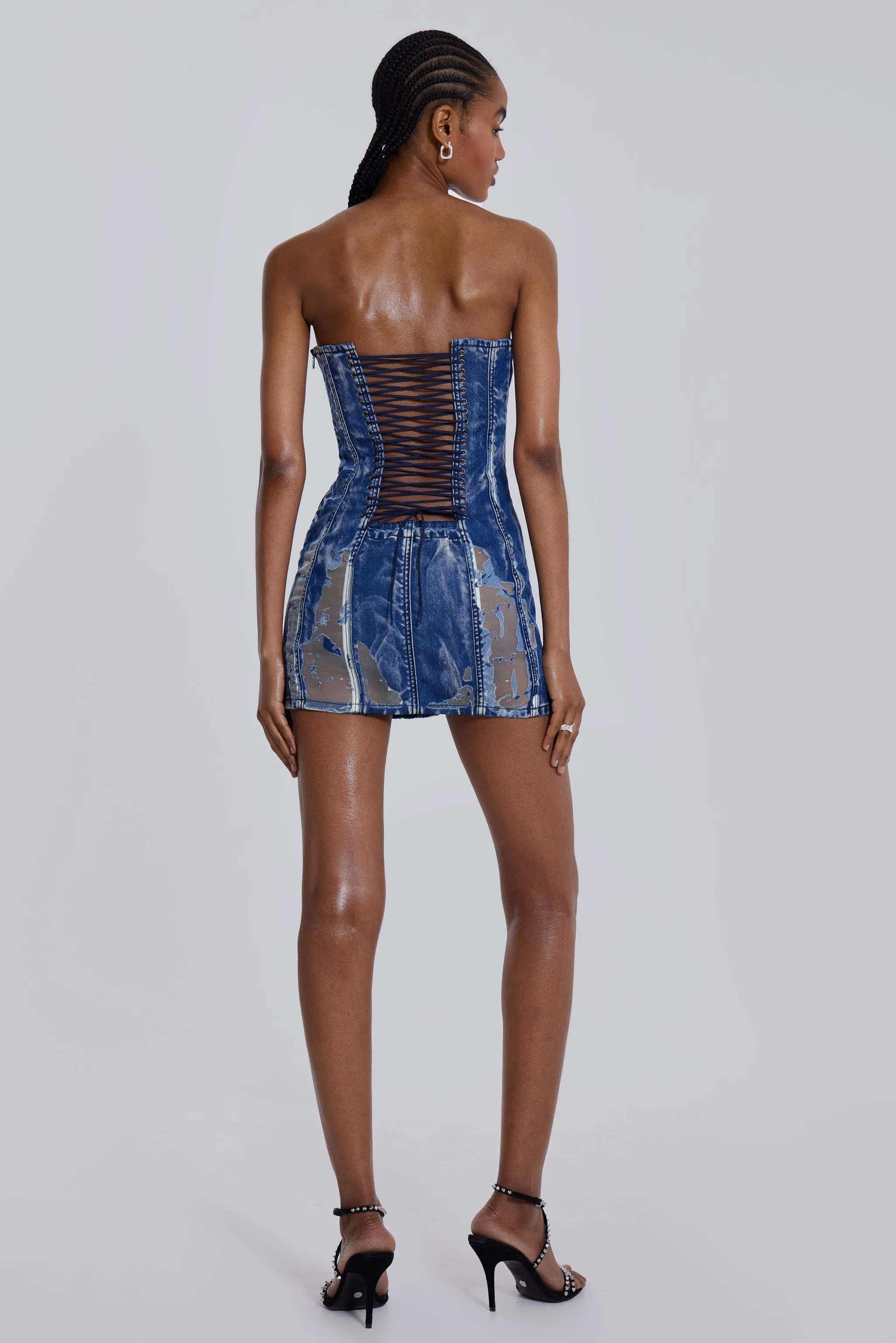 Zion Denim Corset Mini Dress