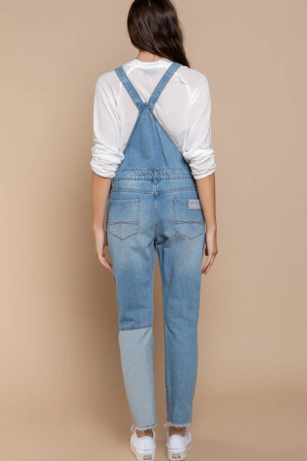 Zip Chic Front Chest Zipper Slim Leg Denim Overalls