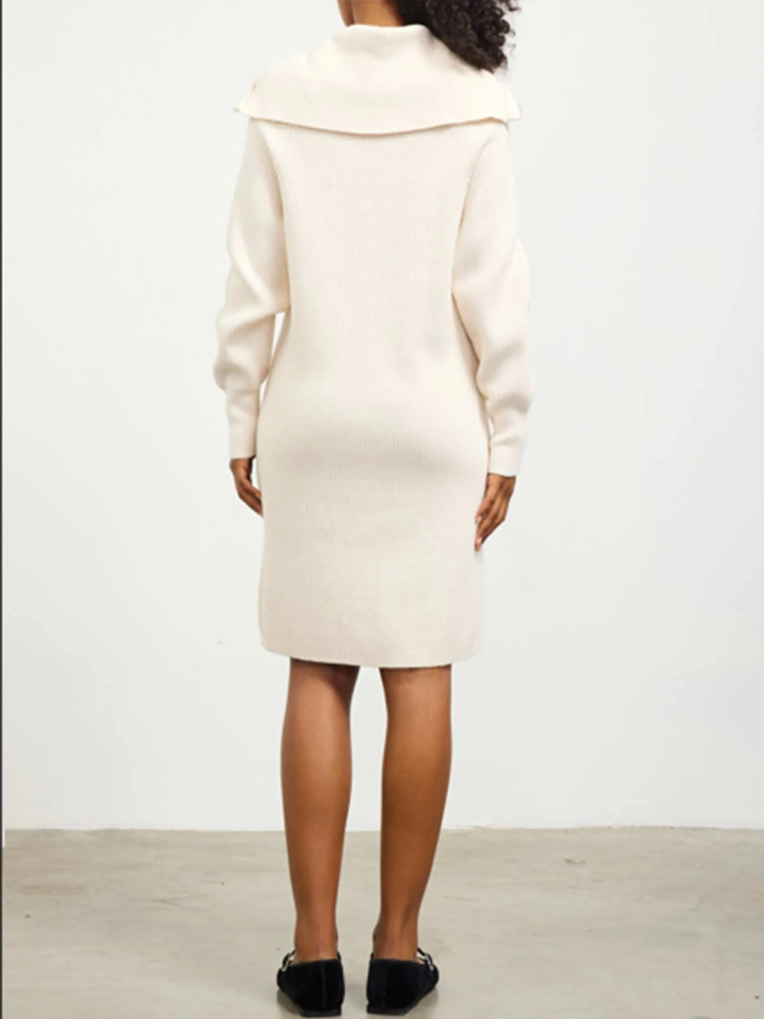 Zip-Up Mock Neck Sweater Dress